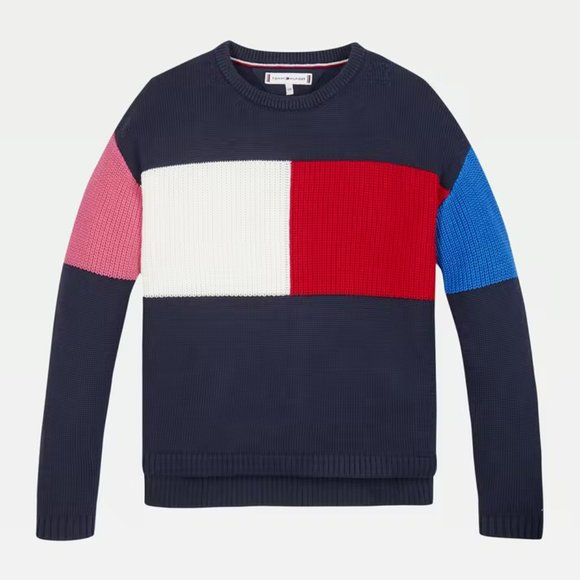 Tommy Hilfiger Girls Flag Sweater Twilight Navy Sizes 8, 10 and 12 - Picture 2 of 7